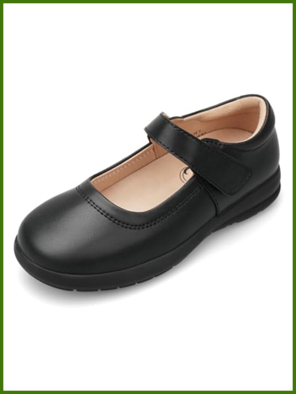 Girls Mary Jane School Uniform Dress Shoes Faux Leather Hook & Loop Flats